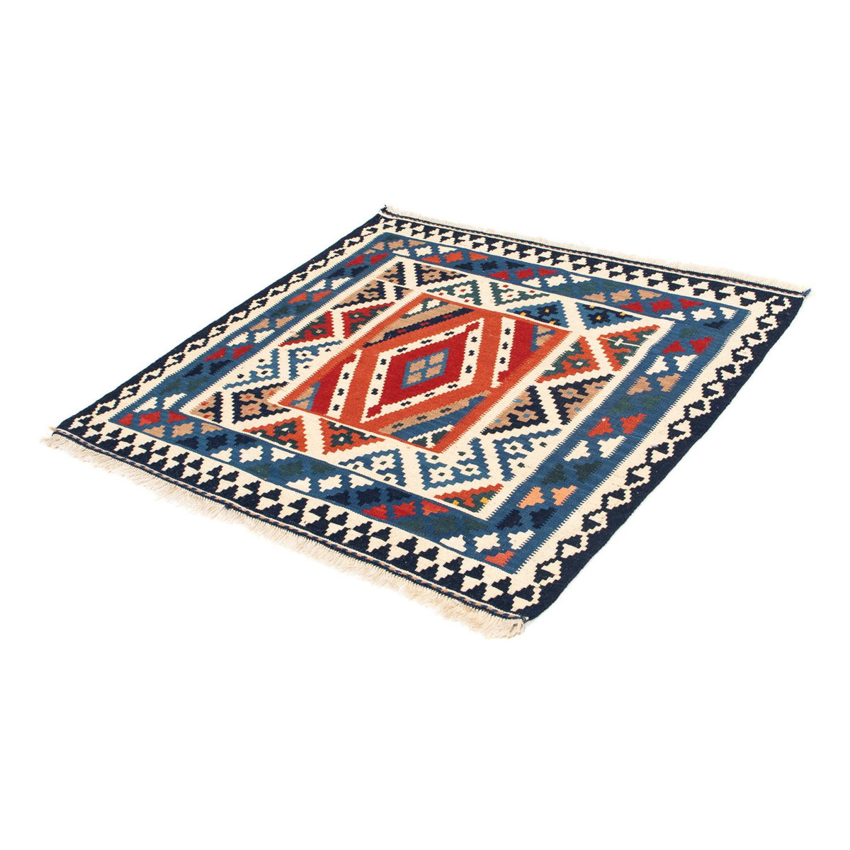 Alfombra Kelim - Oriental cuadrado - 103 x 102 cm - azul claro