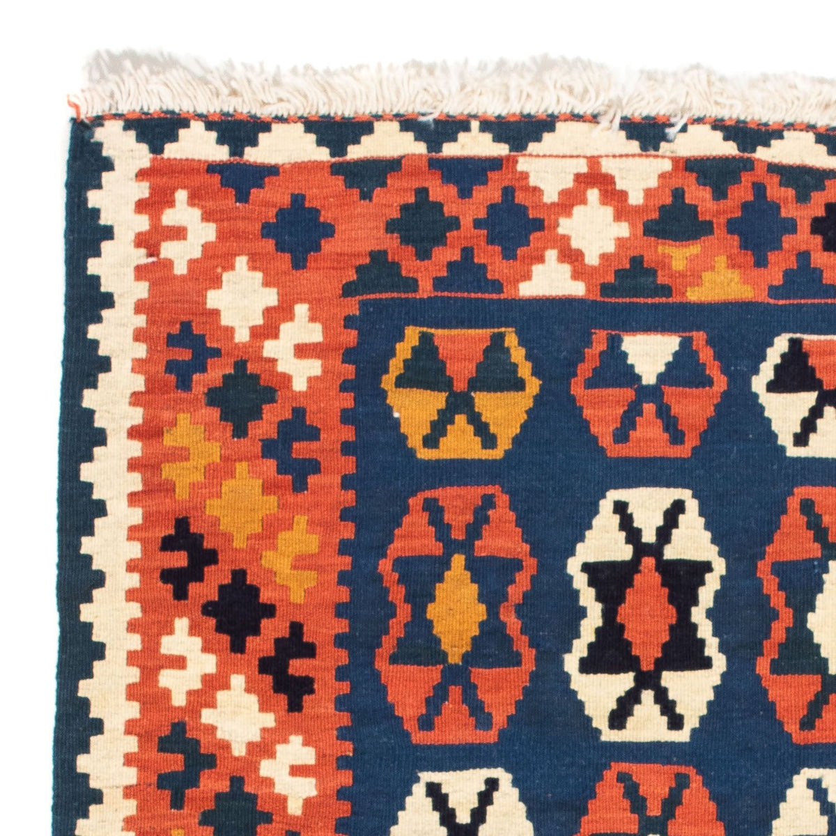 Alfombra Kelim - Oriental cuadrado  - 100 x 96 cm - azul oscuro