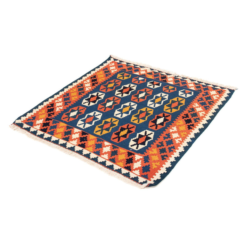 Alfombra Kelim - Oriental cuadrado  - 100 x 96 cm - azul oscuro