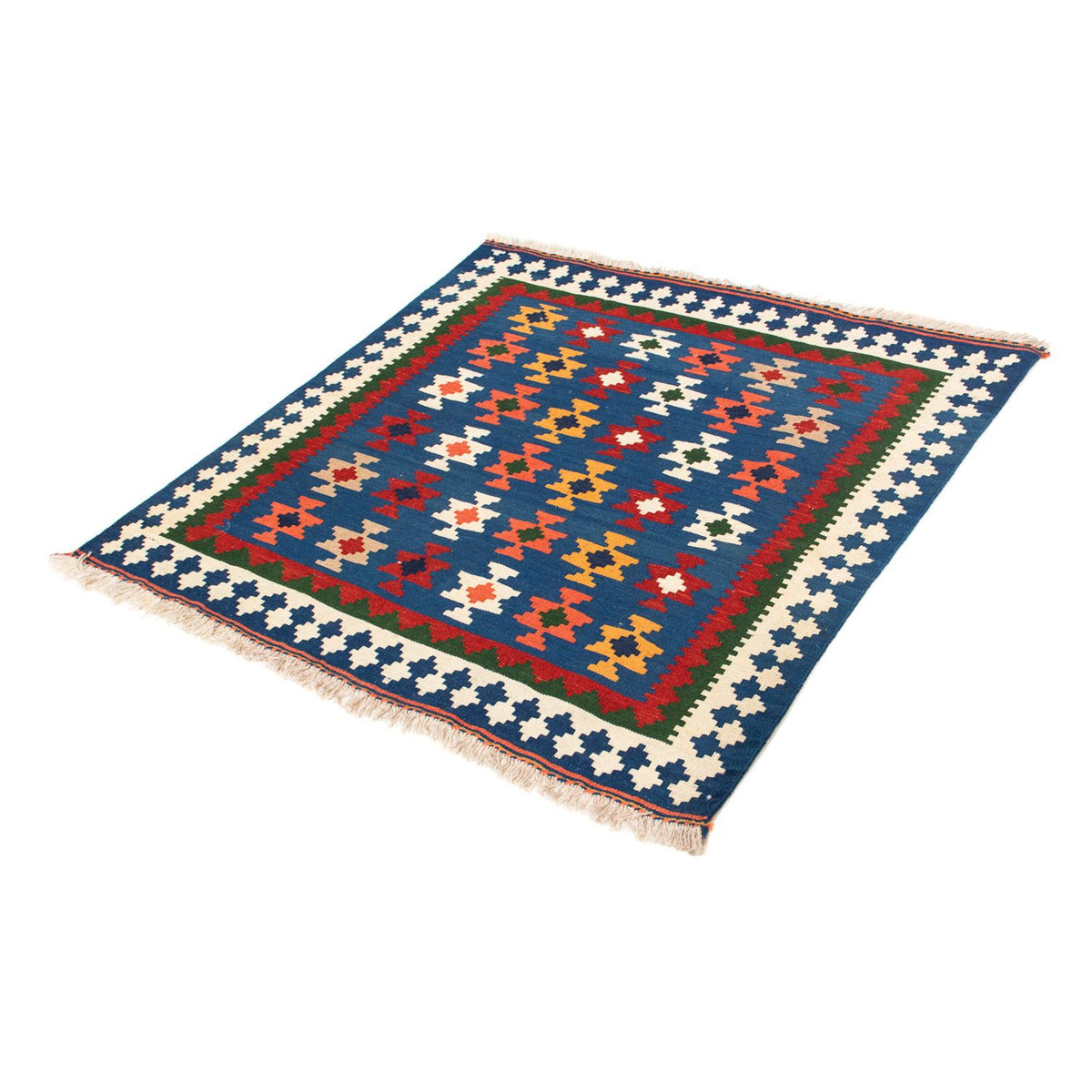 Alfombra Kelim - Oriental cuadrado - 104 x 100 cm - azul oscuro