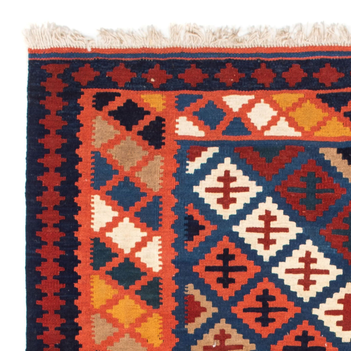 Alfombra Kelim - Oriental cuadrado - 104 x 100 cm - azul oscuro