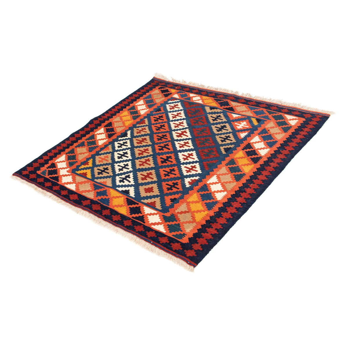 Alfombra Kelim - Oriental cuadrado - 104 x 100 cm - azul oscuro