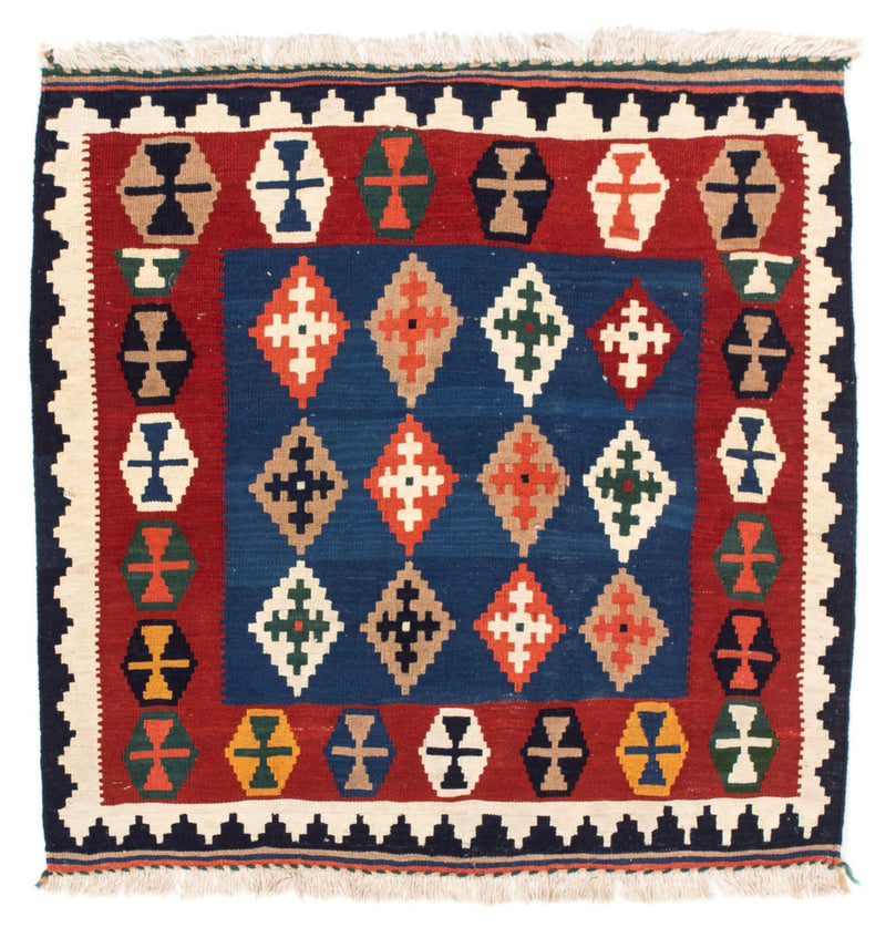 Alfombra Kelim - Oriental cuadrado  - 100 x 96 cm - azul oscuro