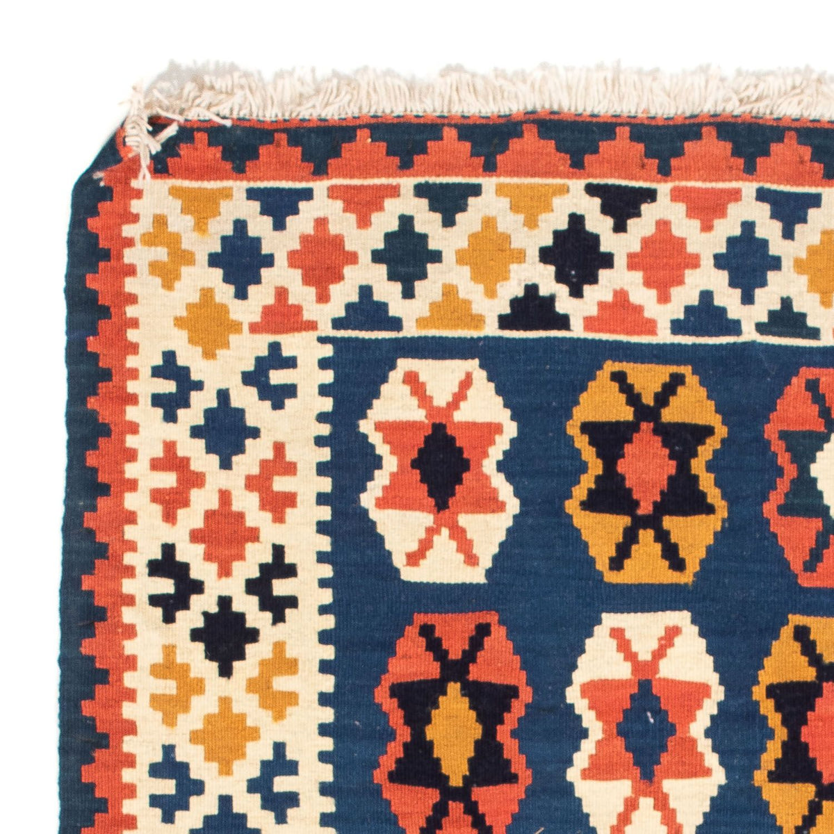 Alfombra Kelim - Oriental cuadrado - 103 x 100 cm - azul oscuro