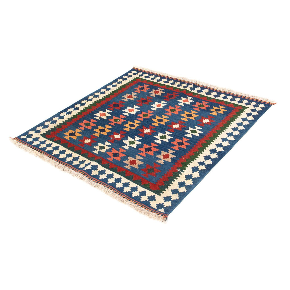 Alfombra Kelim - Oriental cuadrado  - 103 x 100 cm - azul oscuro