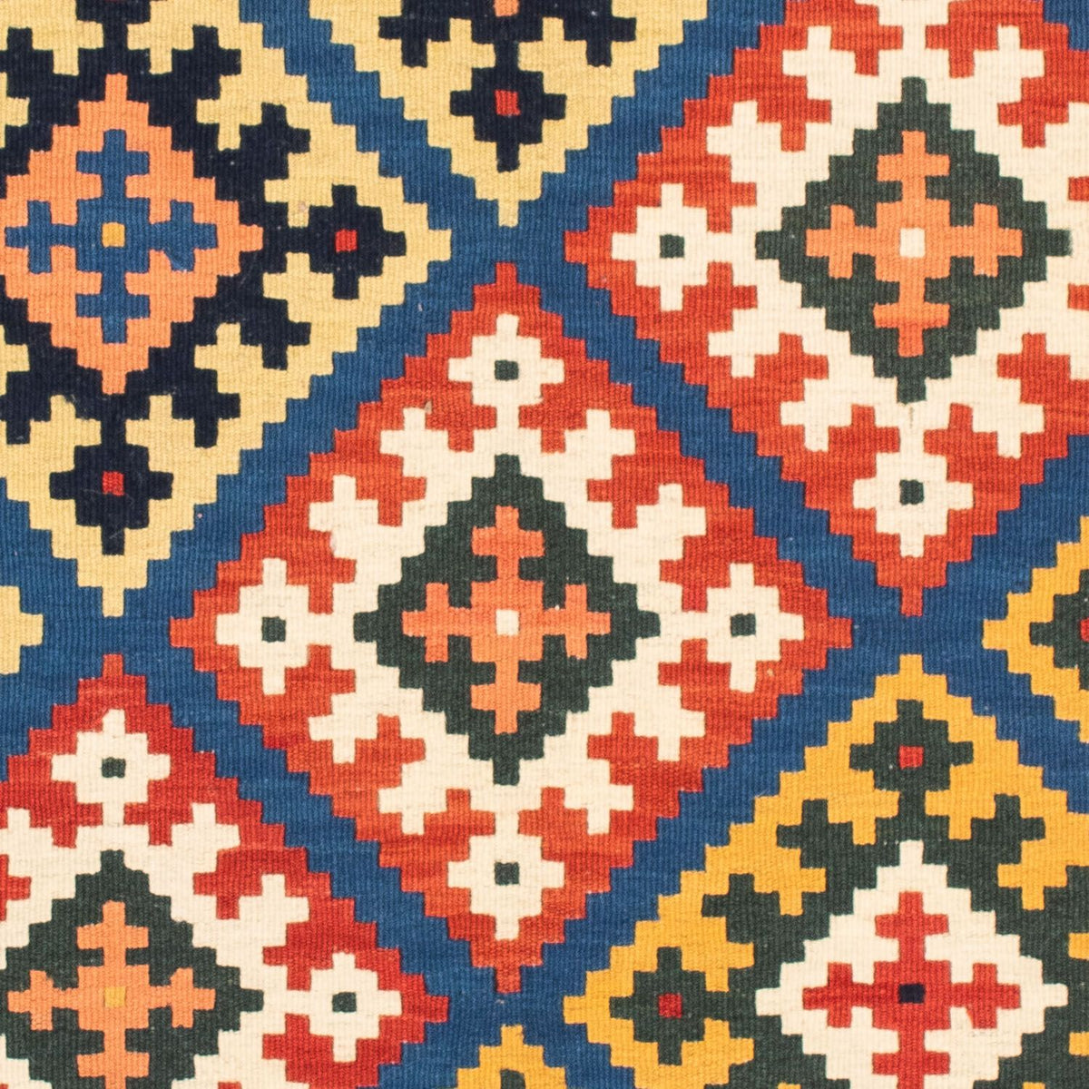 Alfombra Kelim - Oriental cuadrado - 104 x 100 cm - azul oscuro