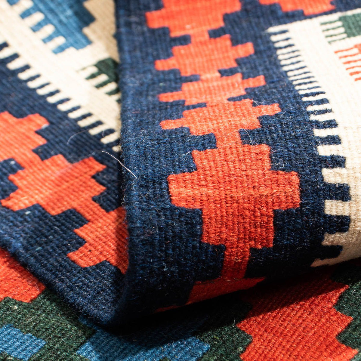 Alfombra Kelim - Oriental cuadrado  - 105 x 103 cm - rojo oscuro