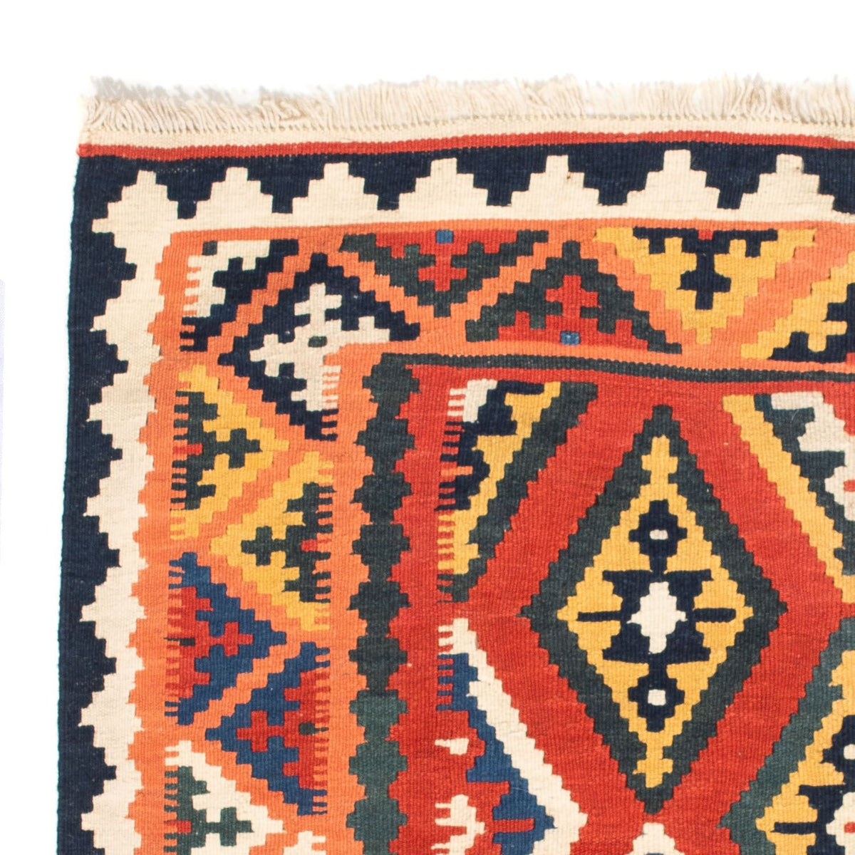 Alfombra Kelim - Oriental cuadrado - 108 x 104 cm - naranja