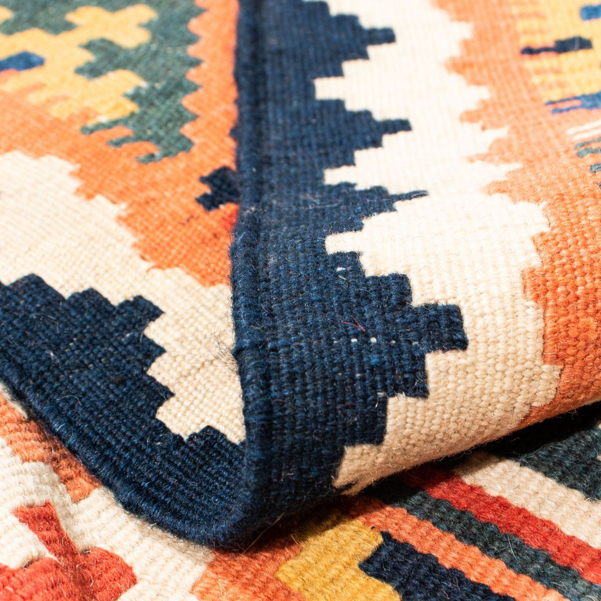 Alfombra Kelim - Oriental cuadrado - 108 x 104 cm - naranja
