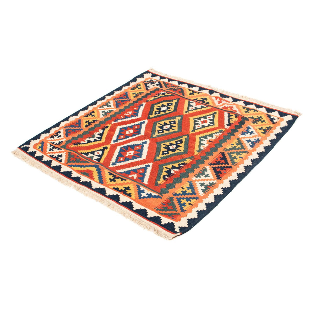 Alfombra Kelim - Oriental cuadrado - 108 x 104 cm - naranja