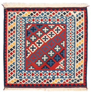 Alfombra Kelim - Oriental cuadrado  - 105 x 103 cm - rojo
