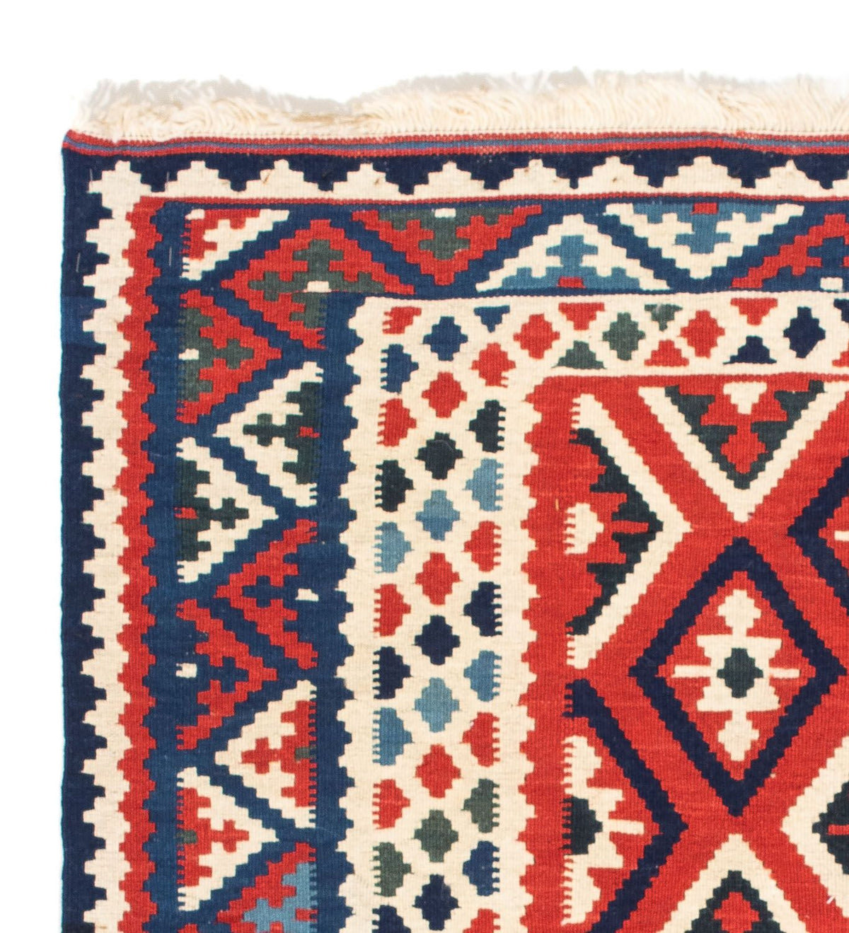 Alfombra Kelim - Oriental cuadrado - 104 x 102 cm - rojo oscuro