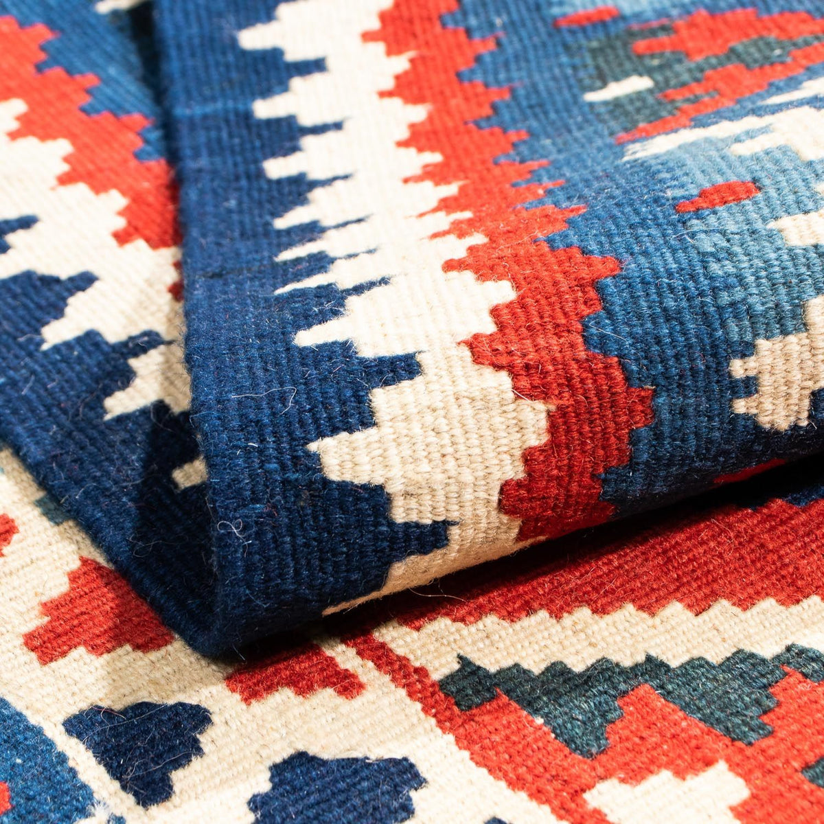 Alfombra Kelim - Oriental cuadrado - 104 x 102 cm - rojo oscuro