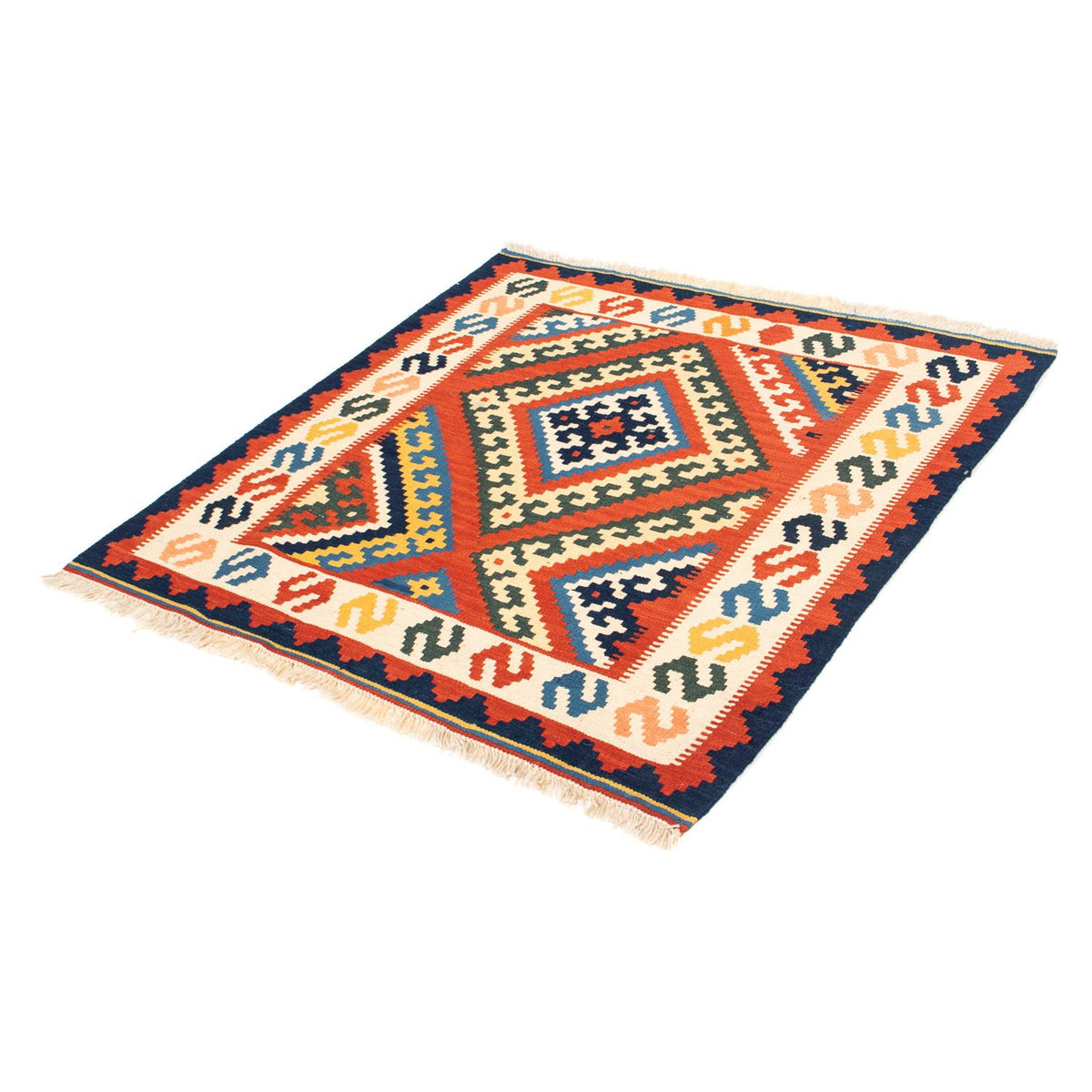 Alfombra Kelim - Oriental cuadrado  - 103 x 102 cm - rojo oscuro