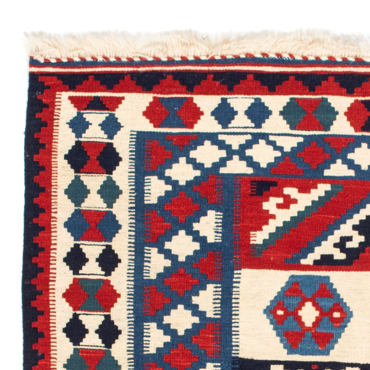 Alfombra Kelim - Oriental cuadrado - 105 x 102 cm - azul oscuro