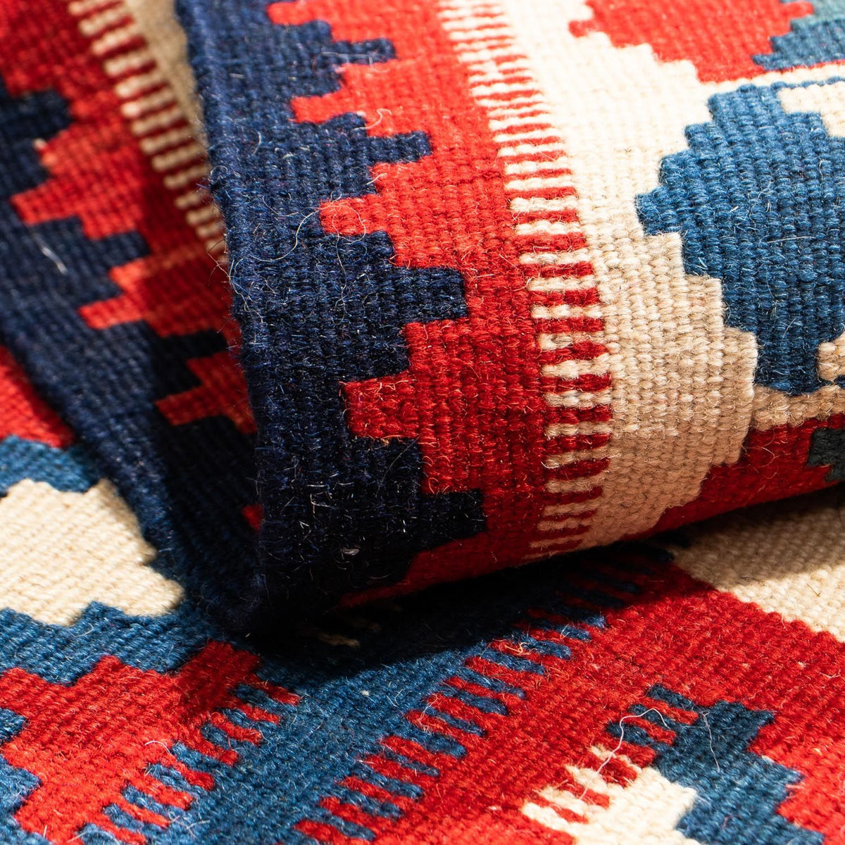 Alfombra Kelim - Oriental cuadrado - 105 x 102 cm - azul oscuro