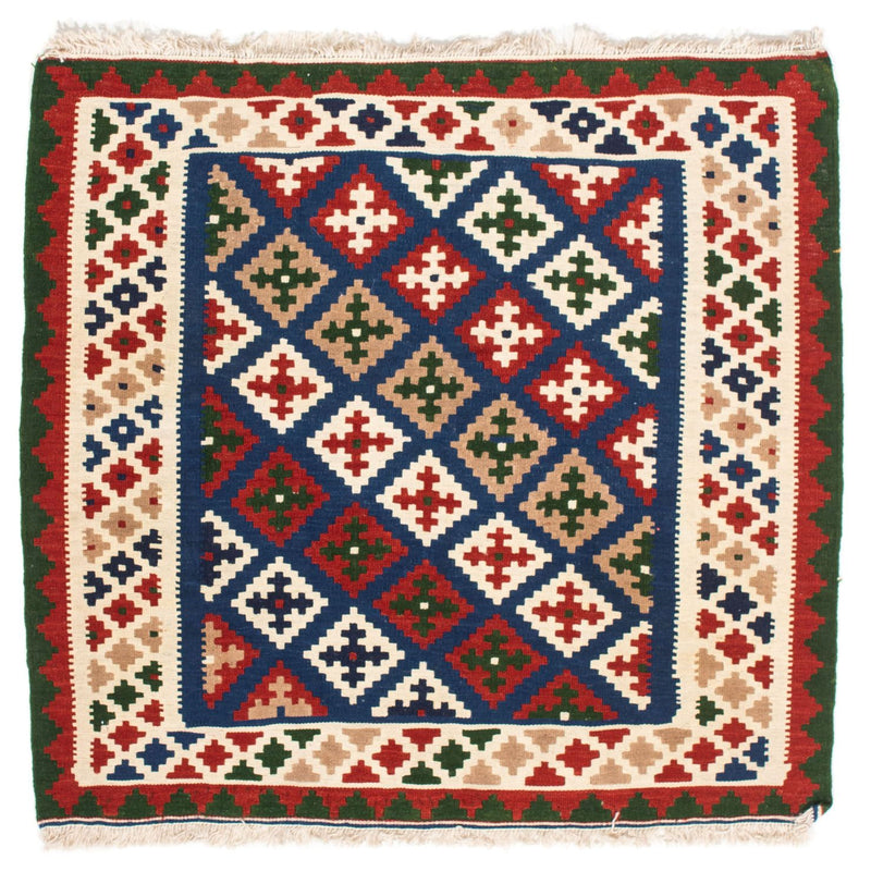 Alfombra Kelim - Oriental cuadrado  - 103 x 100 cm - azul oscuro