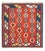 Alfombra Kelim - Oriental cuadrado - 106 x 99 cm - rojo oscuro