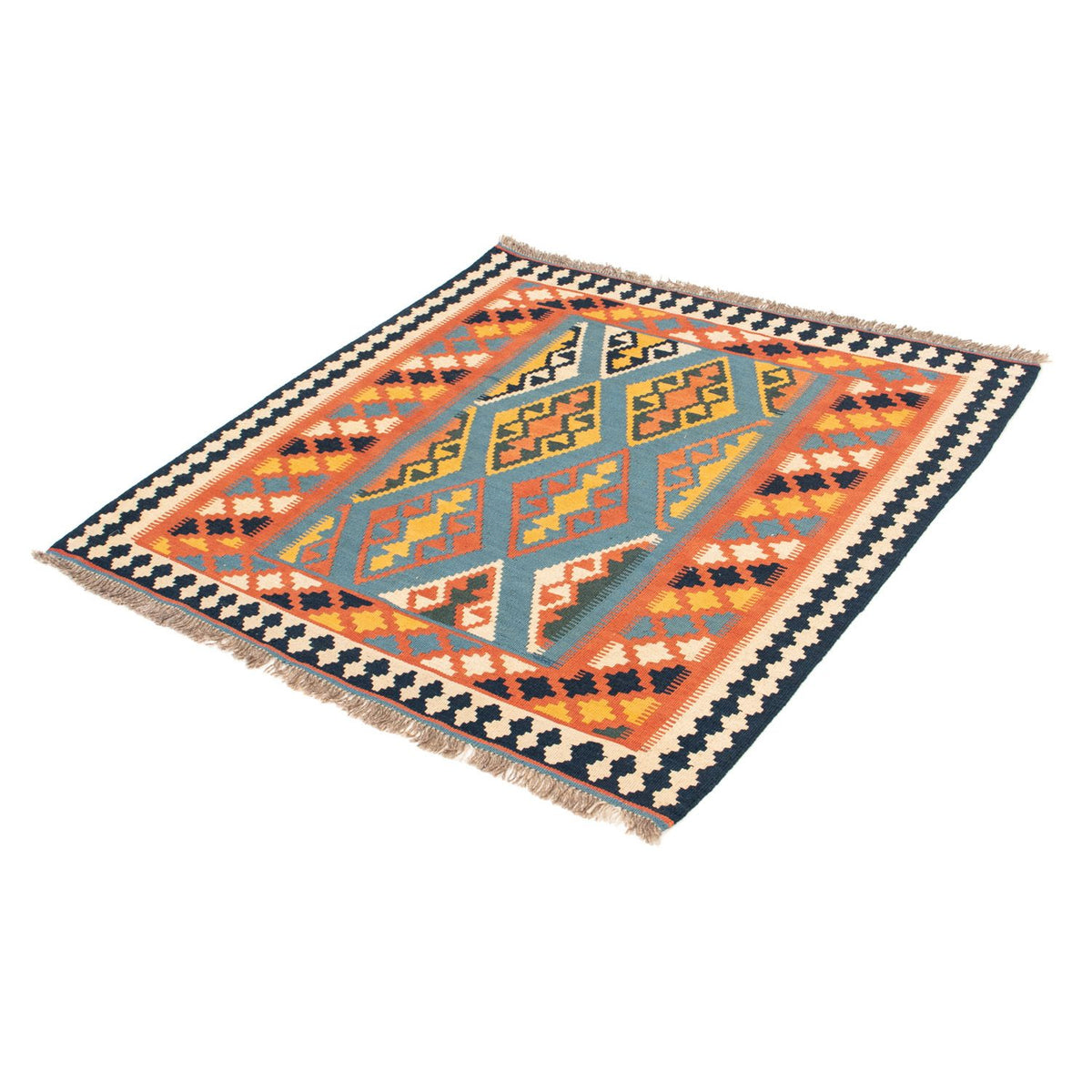 Alfombra Kelim - Oriental cuadrado  - 102 x 101 cm - naranja