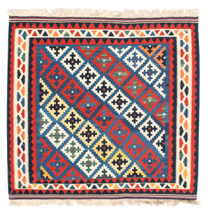 Alfombra Kelim - Oriental cuadrado  - 104 x 97 cm - azul