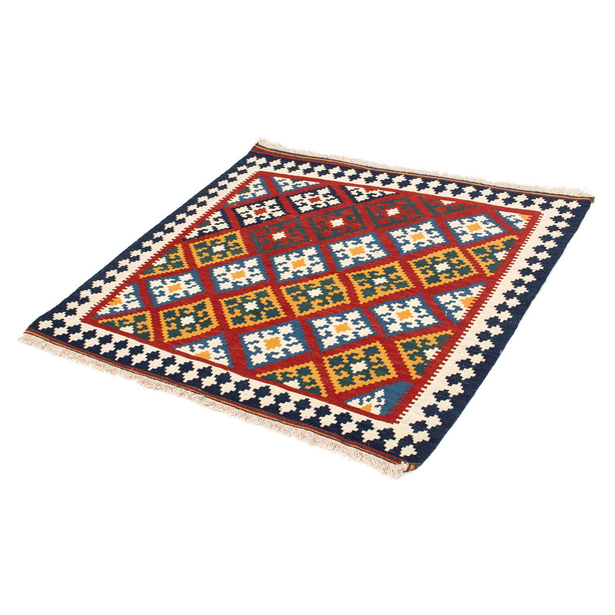 Alfombra Kelim - Oriental cuadrado  - 100 x 97 cm - rojo oscuro