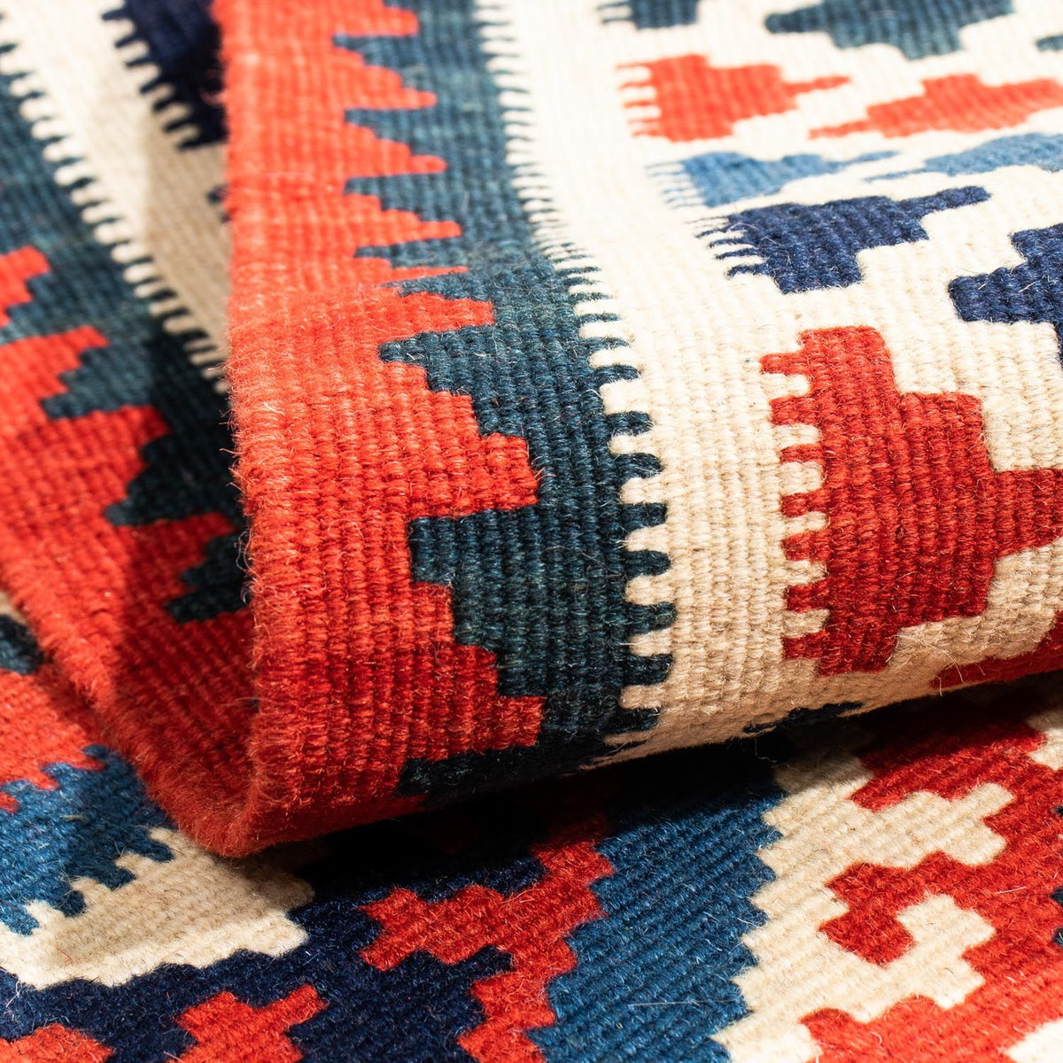 Alfombra Kelim - Oriental cuadrado  - 104 x 100 cm - azul oscuro