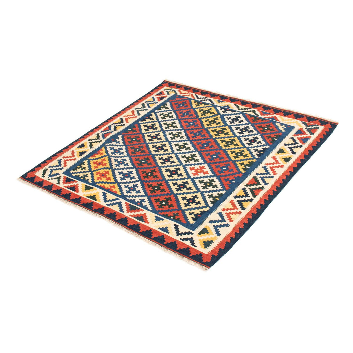 Alfombra Kelim - Oriental cuadrado  - 104 x 102 cm - azul
