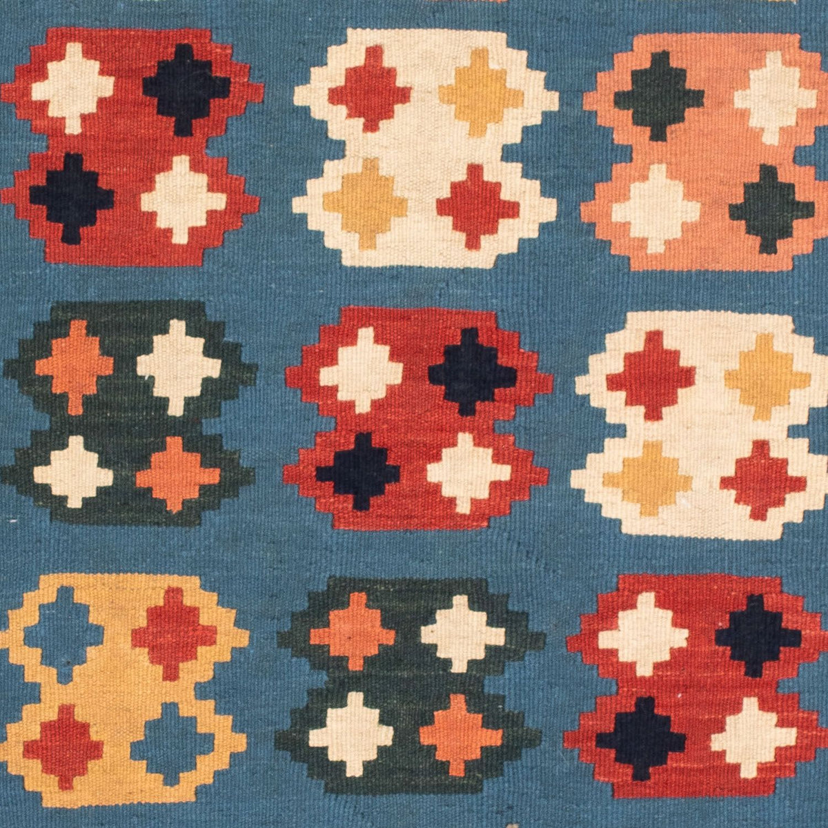Alfombra Kelim - Oriental cuadrado - 107 x 101 cm - azul marino