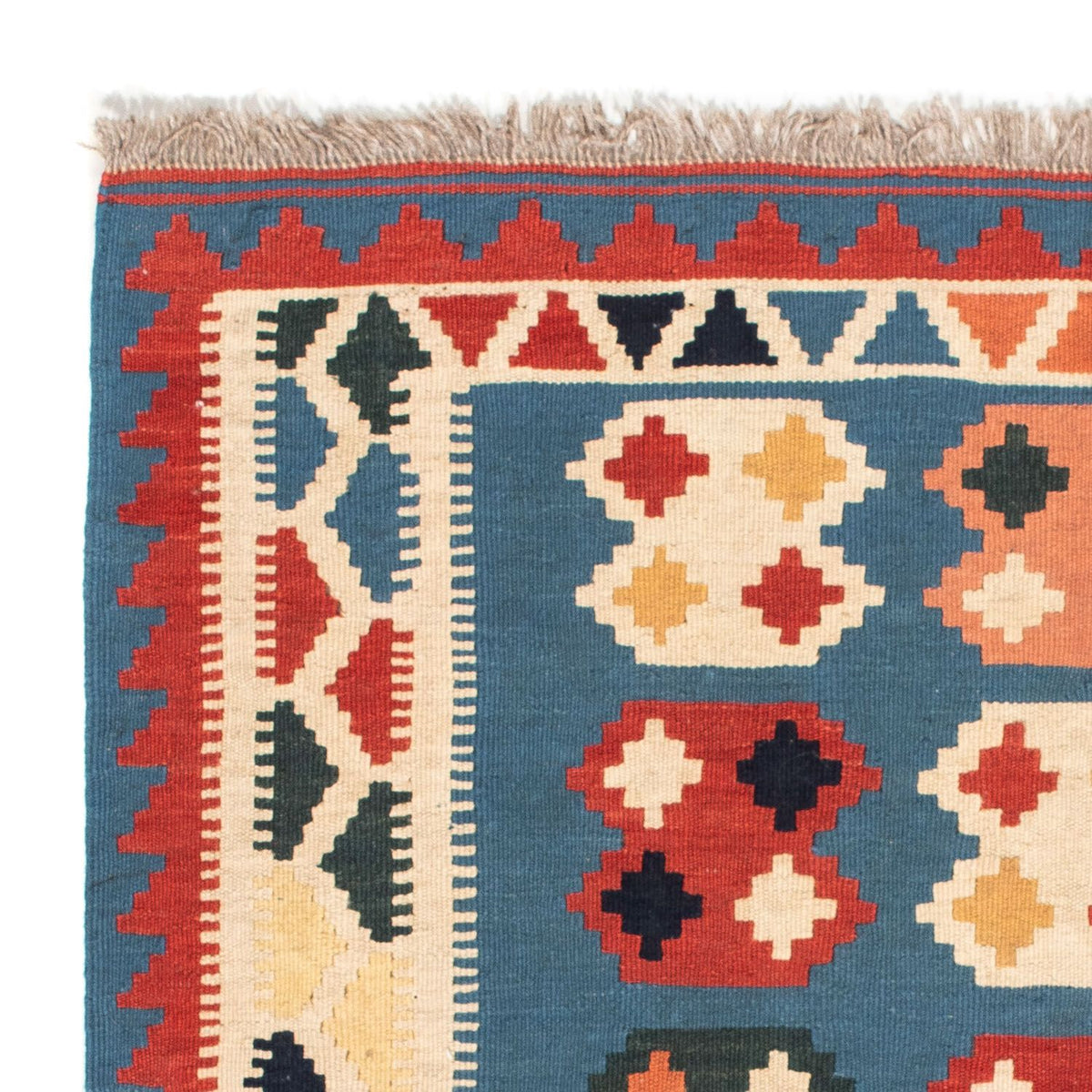 Alfombra Kelim - Oriental cuadrado - 107 x 101 cm - azul marino