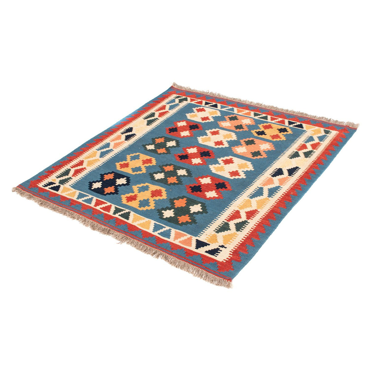 Alfombra Kelim - Oriental cuadrado - 107 x 101 cm - azul marino