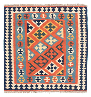Alfombra Kelim - Oriental cuadrado  - 106 x 106 cm - naranja