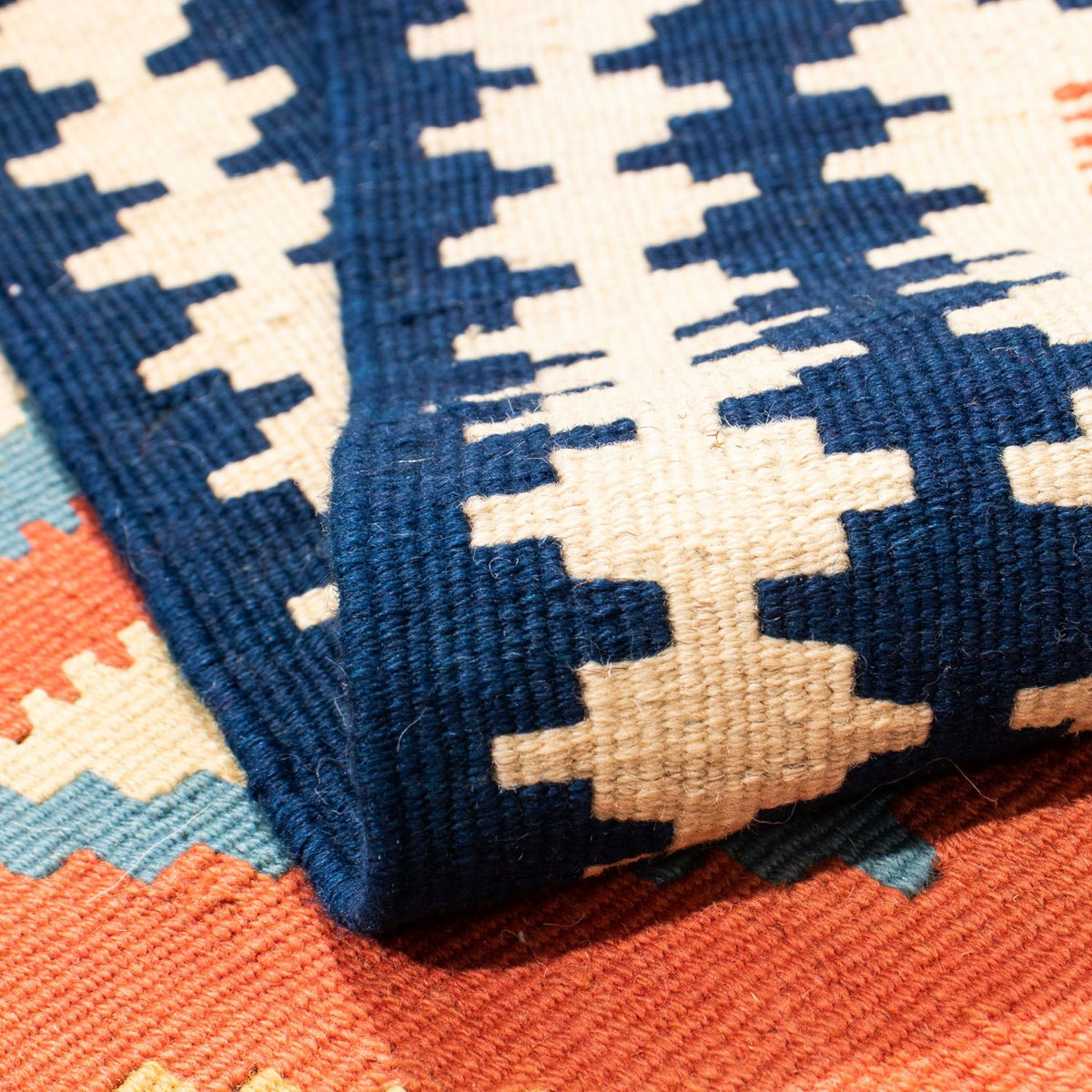 Alfombra Kelim - Oriental cuadrado  - 106 x 106 cm - naranja