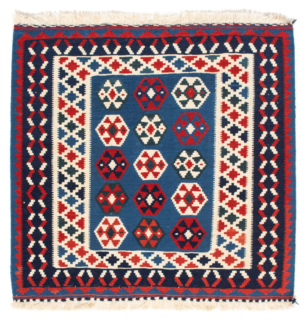 Alfombra Kelim - Oriental cuadrado  - 102 x 100 cm - azul
