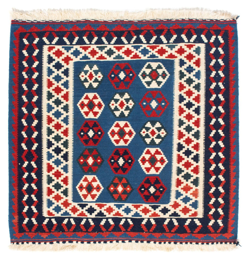 Alfombra Kelim - Oriental cuadrado  - 102 x 100 cm - azul