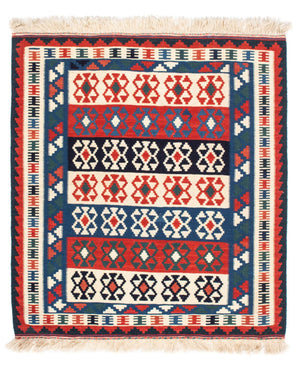 Alfombra Kelim - Oriental cuadrado  - 110 x 100 cm - azul