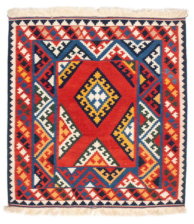 Alfombra Kelim - Oriental cuadrado  - 113 x 110 cm - rojo