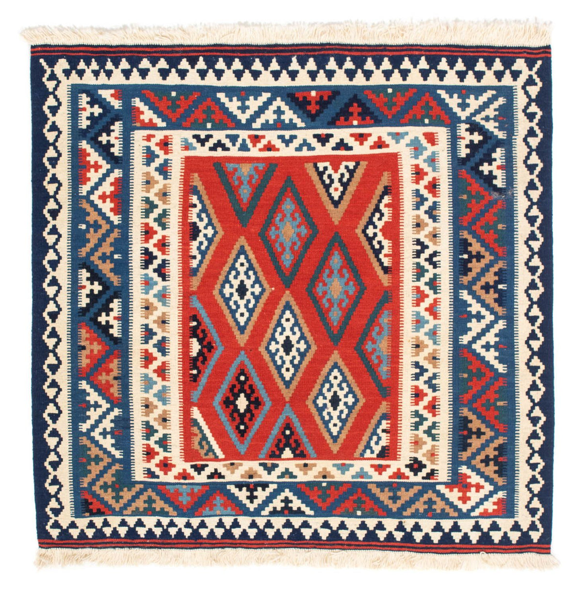 Alfombra Kelim - Oriental cuadrado - 100 x 98 cm - azul