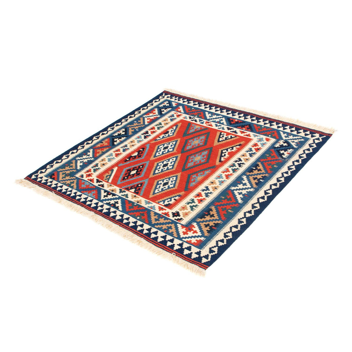 Alfombra Kelim - Oriental cuadrado - 100 x 98 cm - azul