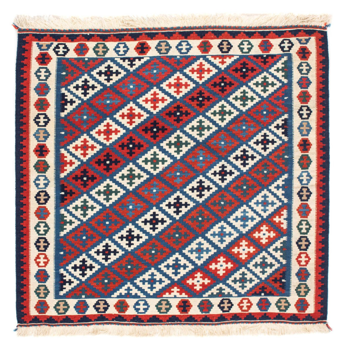 Alfombra Kelim - Oriental cuadrado  - 105 x 103 cm - azul