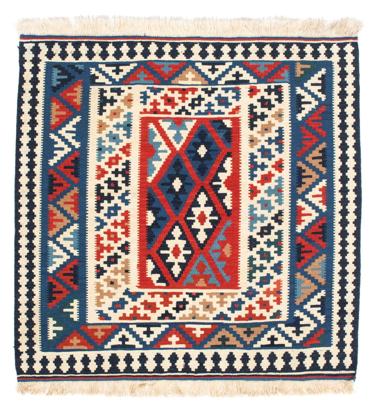 Alfombra Kelim - Oriental cuadrado  - 103 x 103 cm - azul