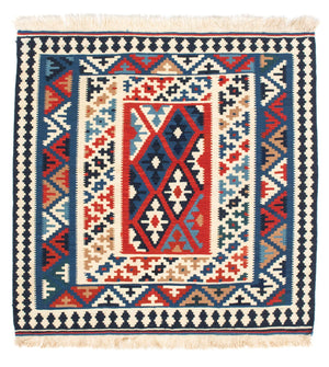 Alfombra Kelim - Oriental cuadrado  - 103 x 103 cm - azul