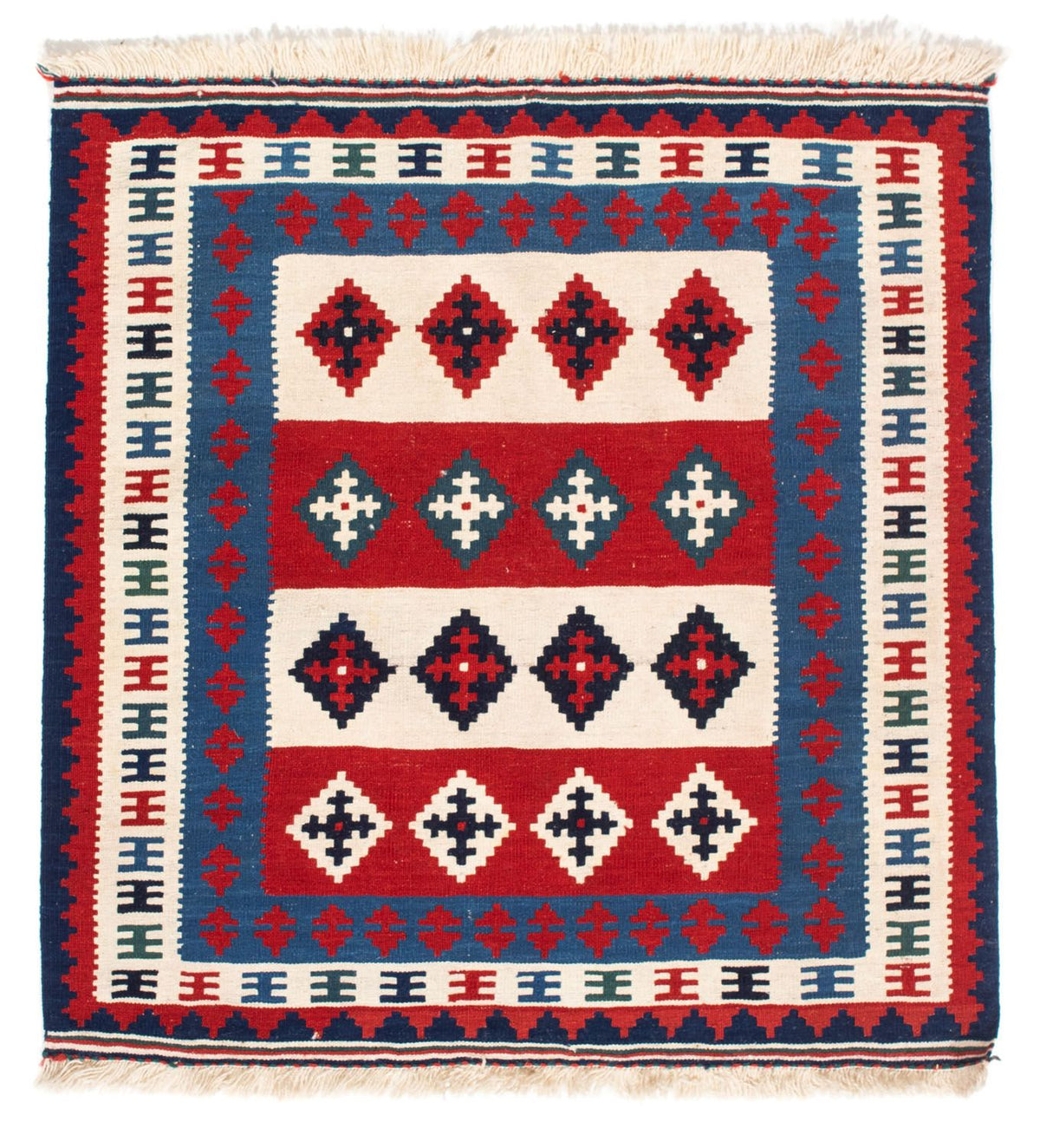 Alfombra Kelim - Oriental cuadrado  - 106 x 103 cm - azul