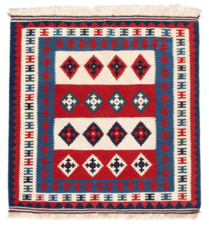 Alfombra Kelim - Oriental cuadrado  - 106 x 103 cm - azul