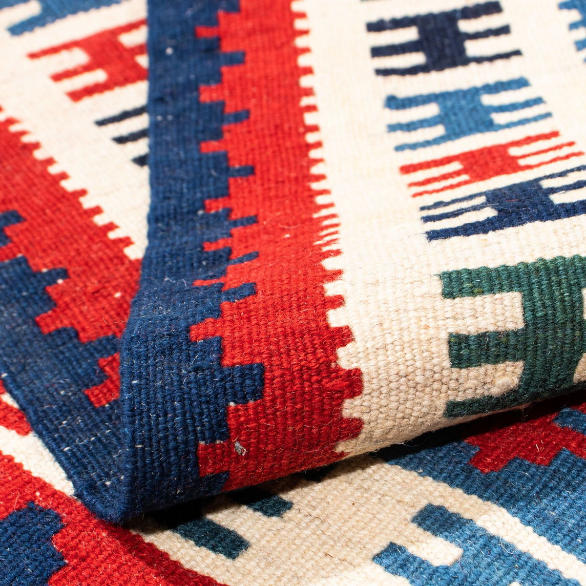 Alfombra Kelim - Oriental cuadrado  - 106 x 103 cm - azul