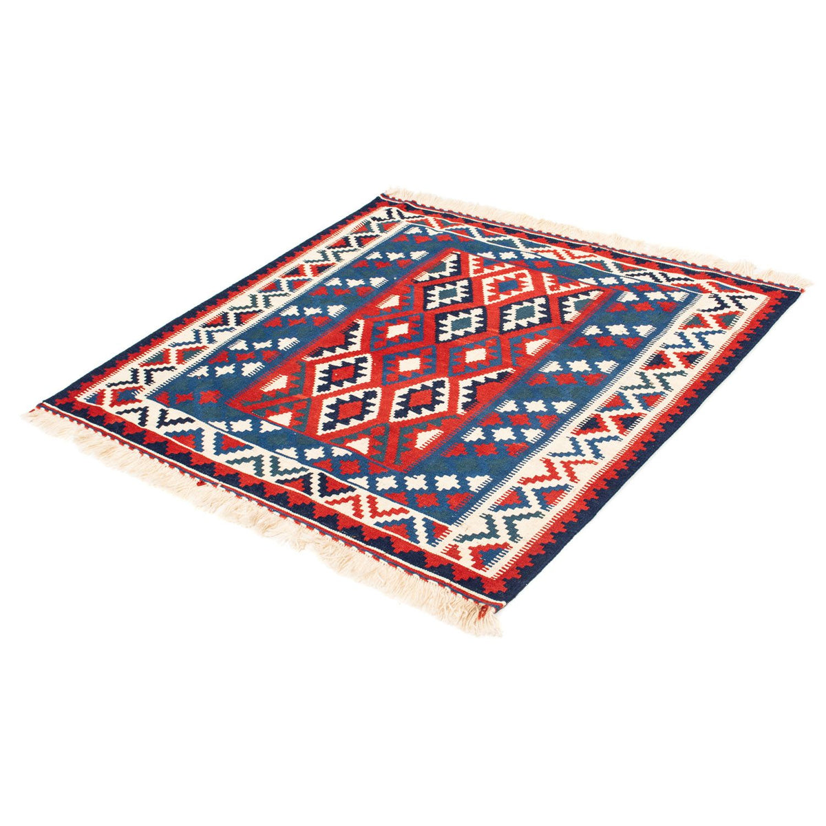 Alfombra Kelim - Oriental cuadrado  - 104 x 103 cm - azul oscuro