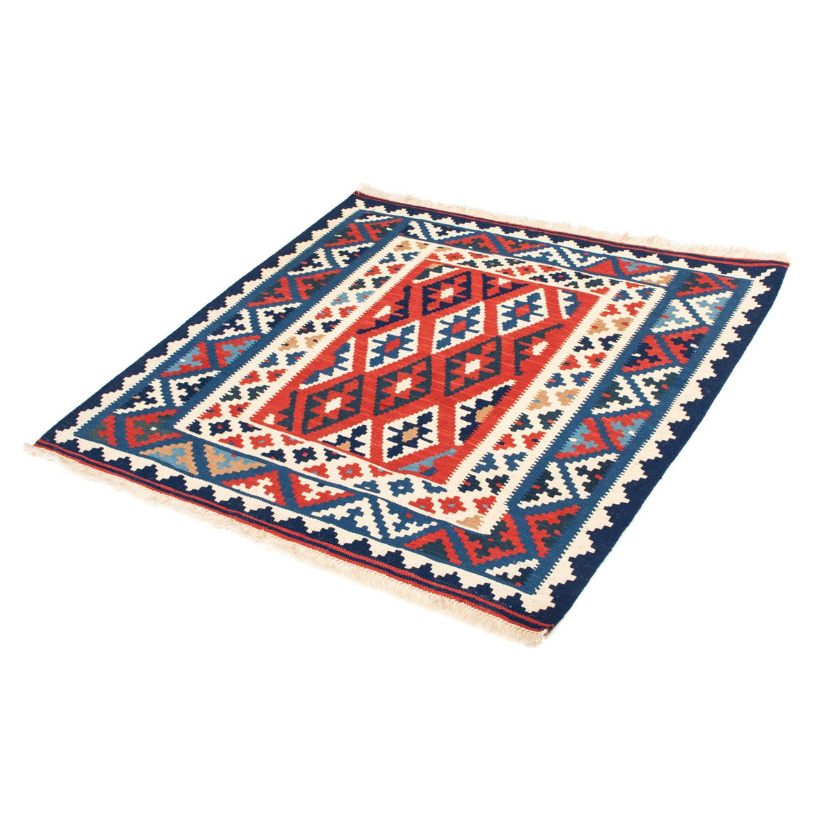 Alfombra Kelim - Oriental cuadrado  - 102 x 100 cm - azul