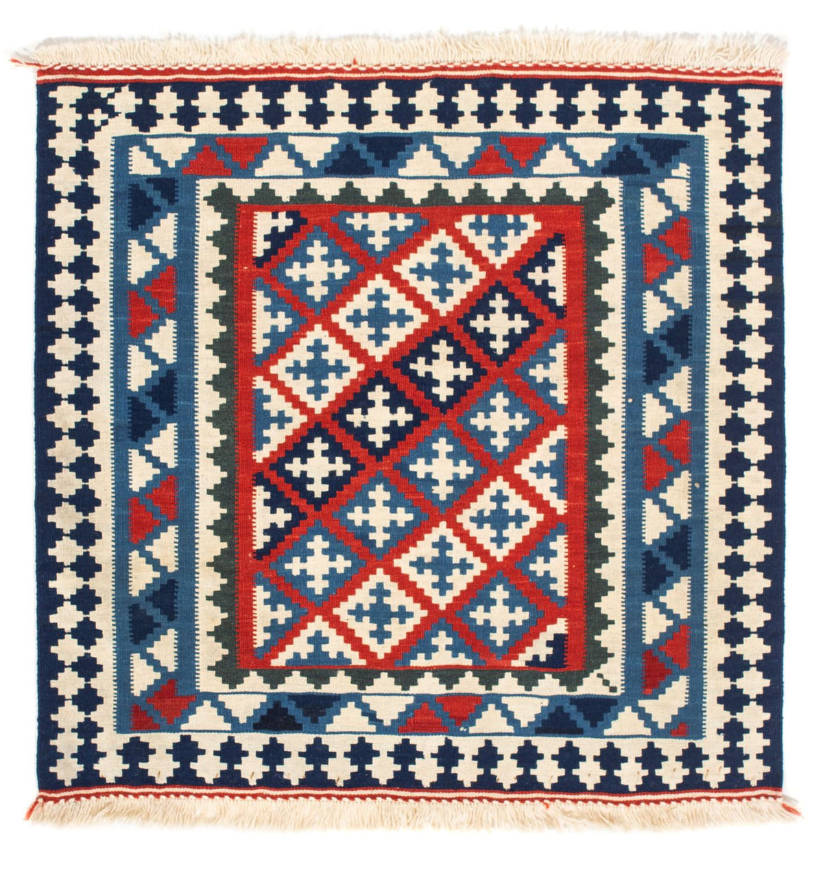 Alfombra Kelim - Oriental cuadrado  - 100 x 100 cm - azul