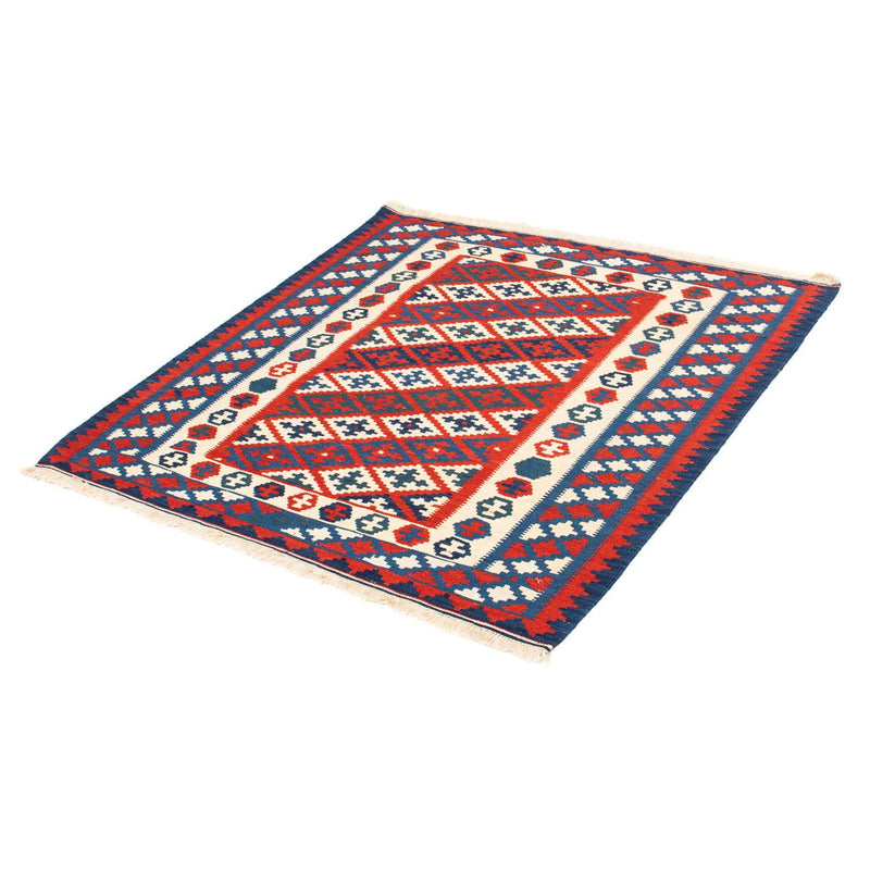 Alfombra Kelim - Oriental cuadrado  - 102 x 102 cm - rojo oscuro