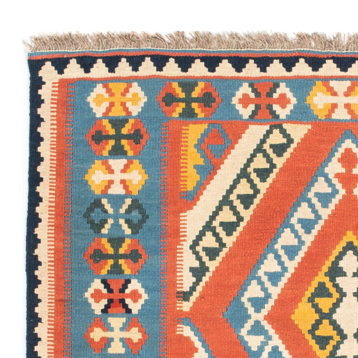 Alfombra Kelim - Oriental cuadrado - 107 x 100 cm - naranja
