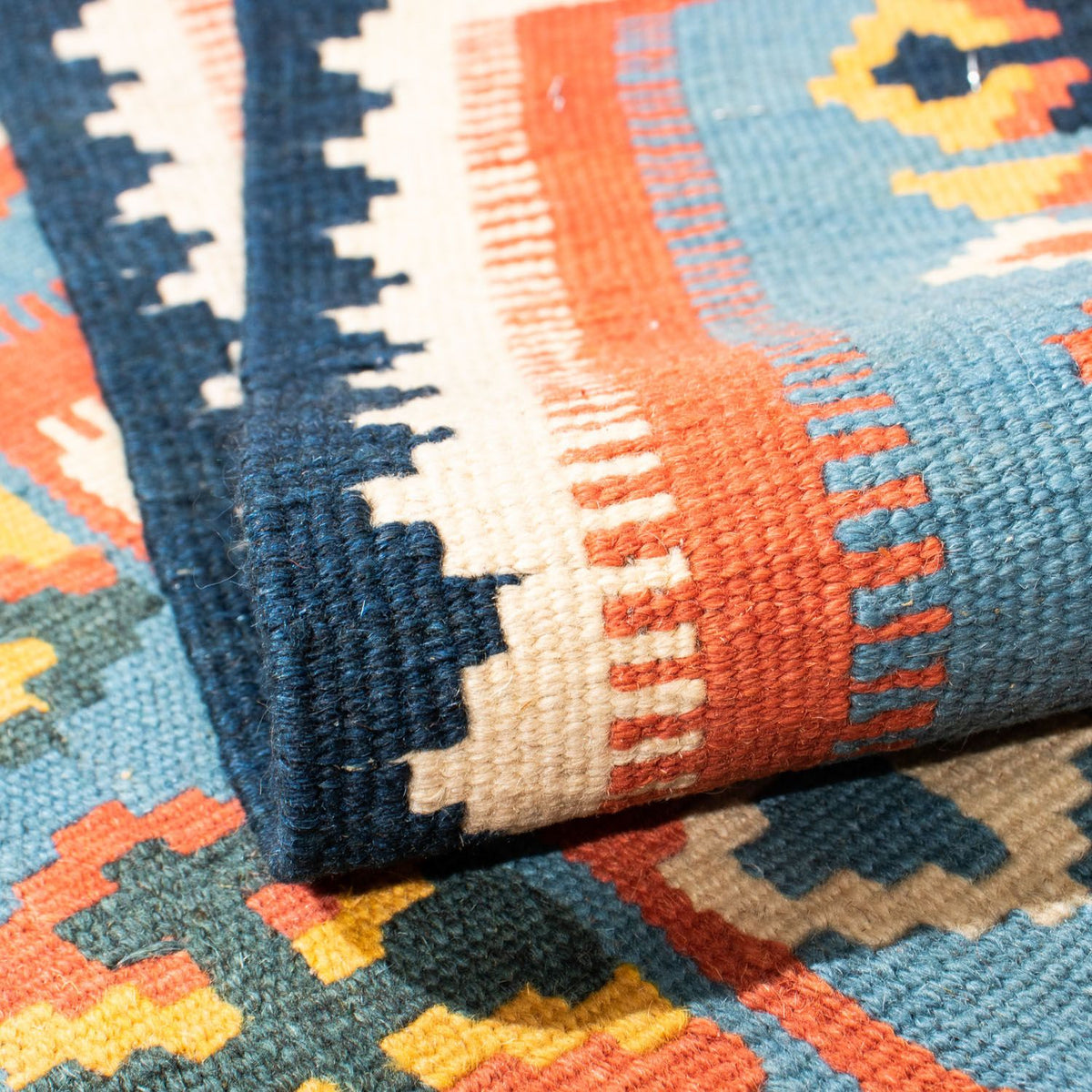 Alfombra Kelim - Oriental cuadrado - 107 x 100 cm - naranja
